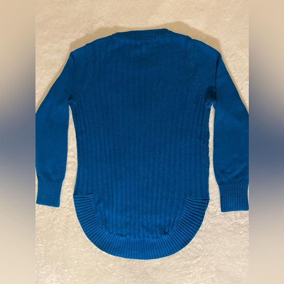 New York and Co Womens Medium Turquoise Hi-Low Long Sleeve Sweater - Picture 3 of 7